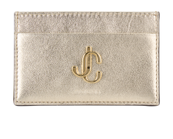 Jimmy Choo Card Holder, Leather, Metallic/Gold, LM7W3R, DB/B, 3*